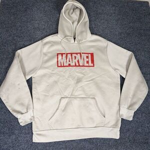 Marvel Hoodie Mens XL Beige Tan Long Sleeve Pocket‎ Sweatshirt Jacket Adult​